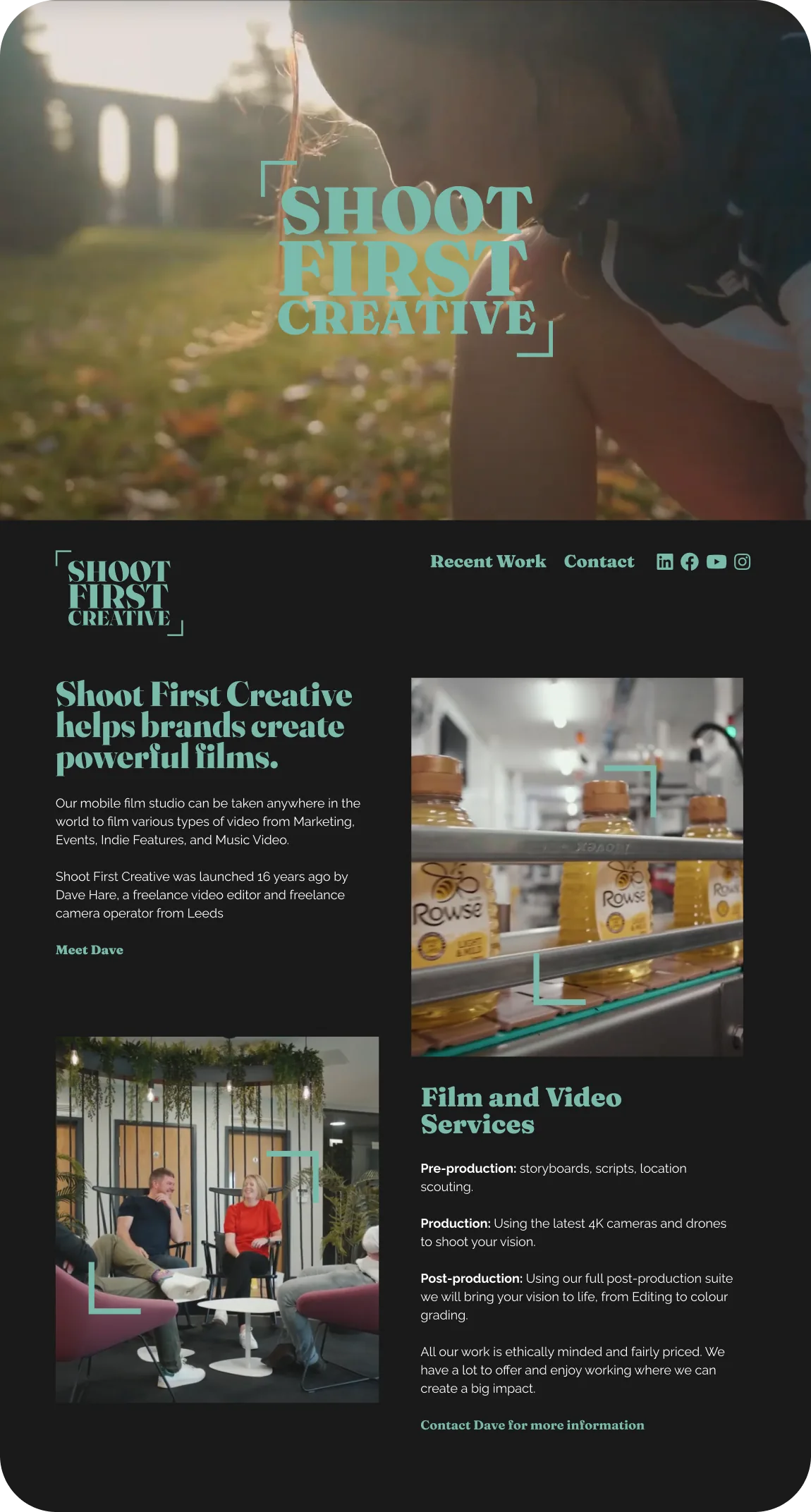 Shoot First Creative website